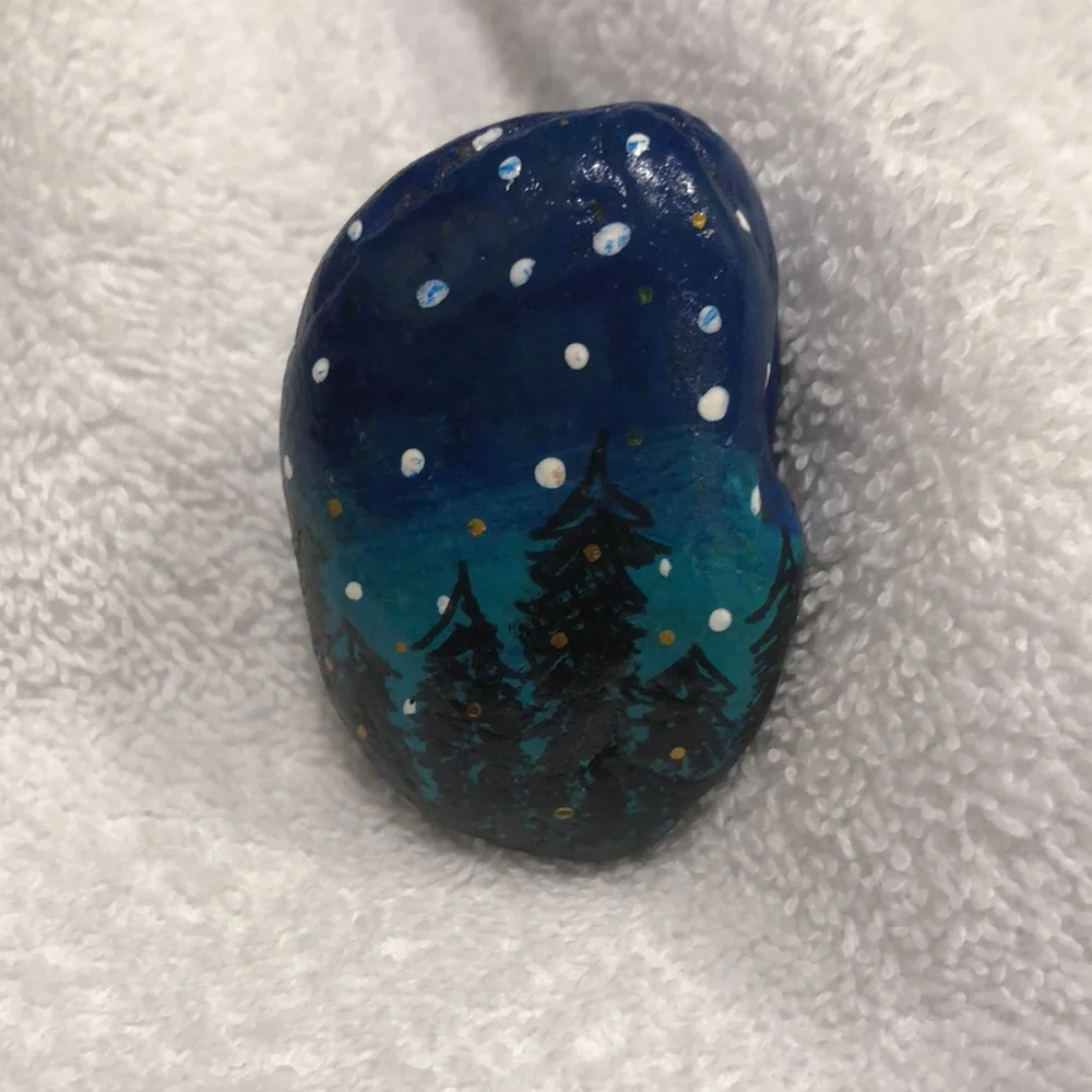 STARY NIGHT SUMMER HAND-PAINTED ROCK - Picture 5 of 5